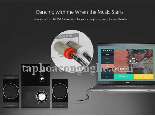 Ugreen 20825 5M màu Đen Cáp âm thanh 2 đầu Bông sen sang 3.5mm Dương đầu bọc nhôm mạ vàng AV135 30020825